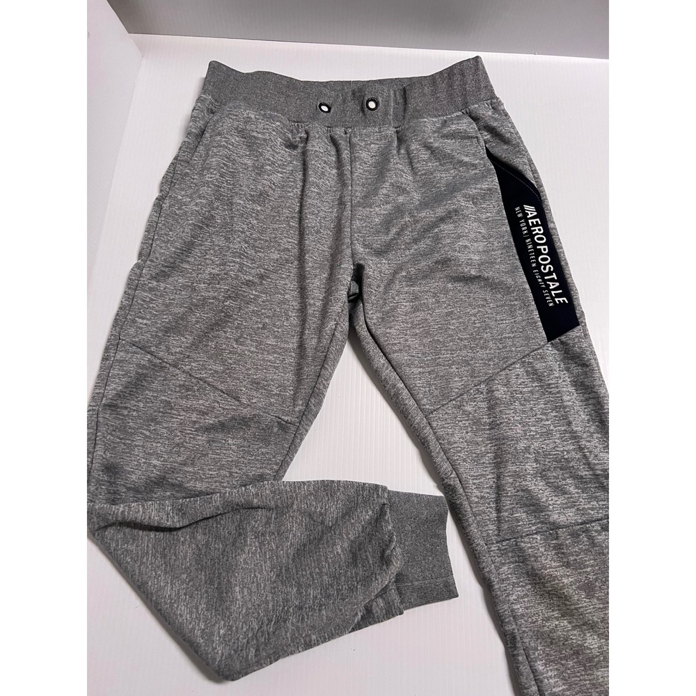 Aeropostale Mens Gray Heathered Jogger Sweatpants Size M Logo Graphic Athletic